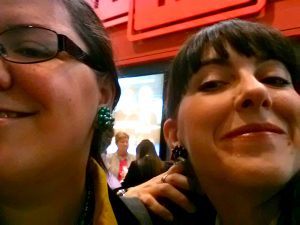 Deanna (@MapleleafMommy) with me - showing off our grandmas' earrings