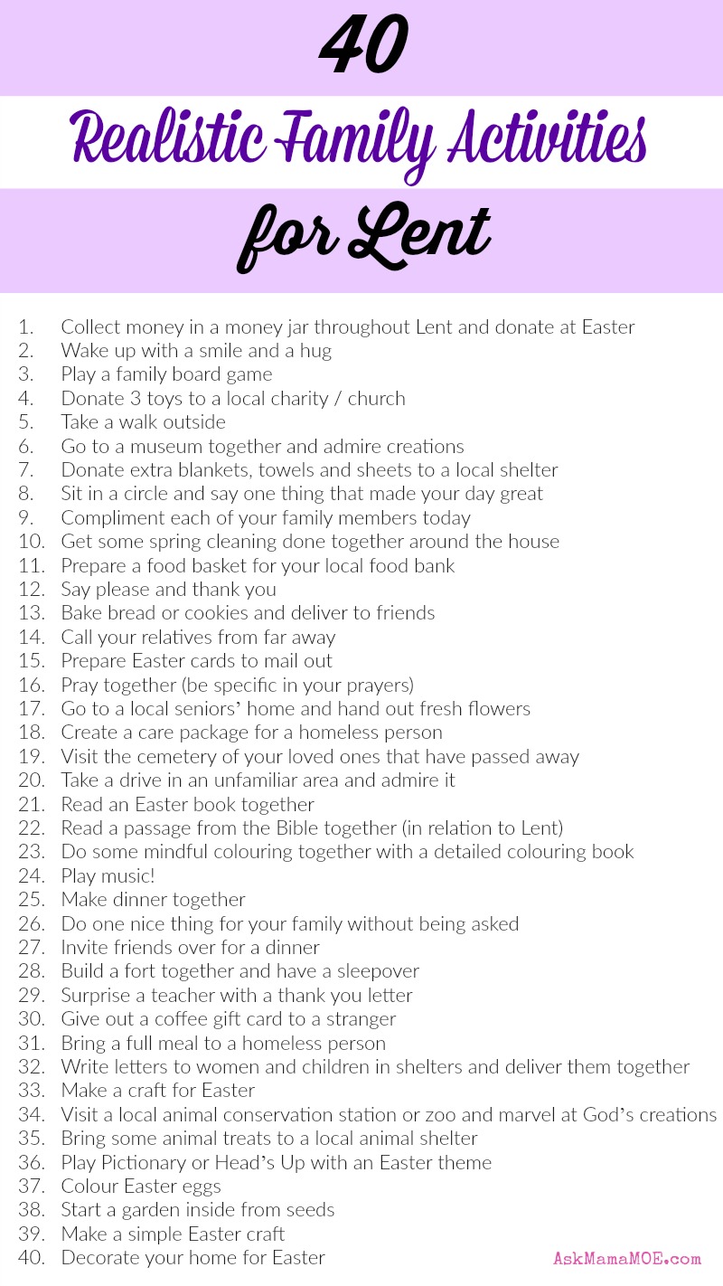 Realistic Family Activities for Lent Ask Mama MOE