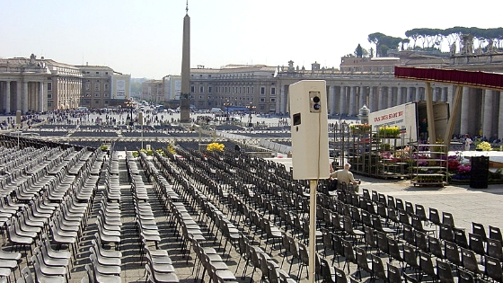 Empty seats set up for Easter at the Vatican.